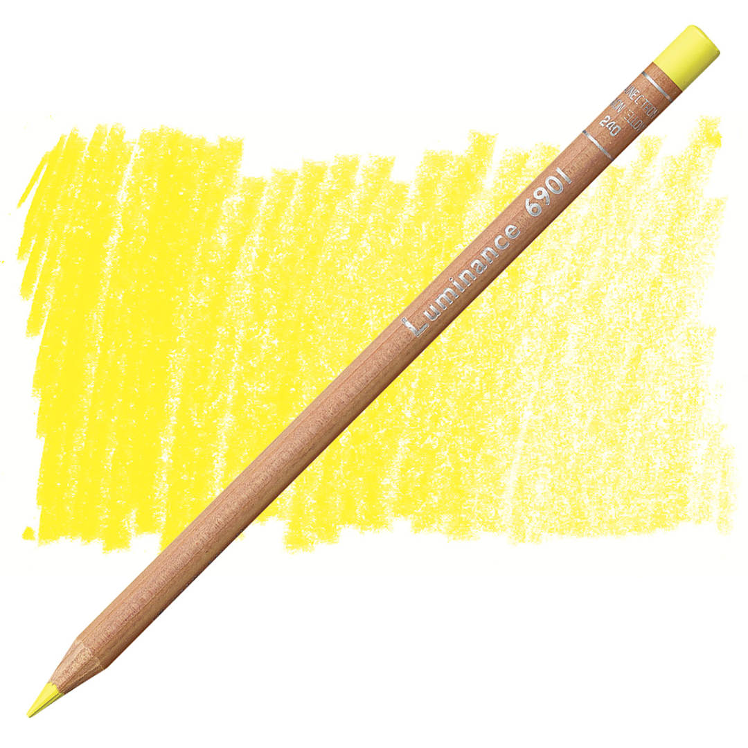 Open in modal - Caran d'Ache Luminance Colored Pencil - Lemon Yellow pencil and swatch