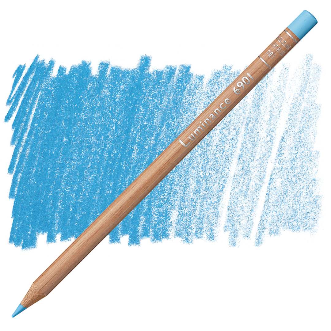 Open in modal - Caran d'Ache Luminance Colored Pencil - Light Blue pencil and swatch