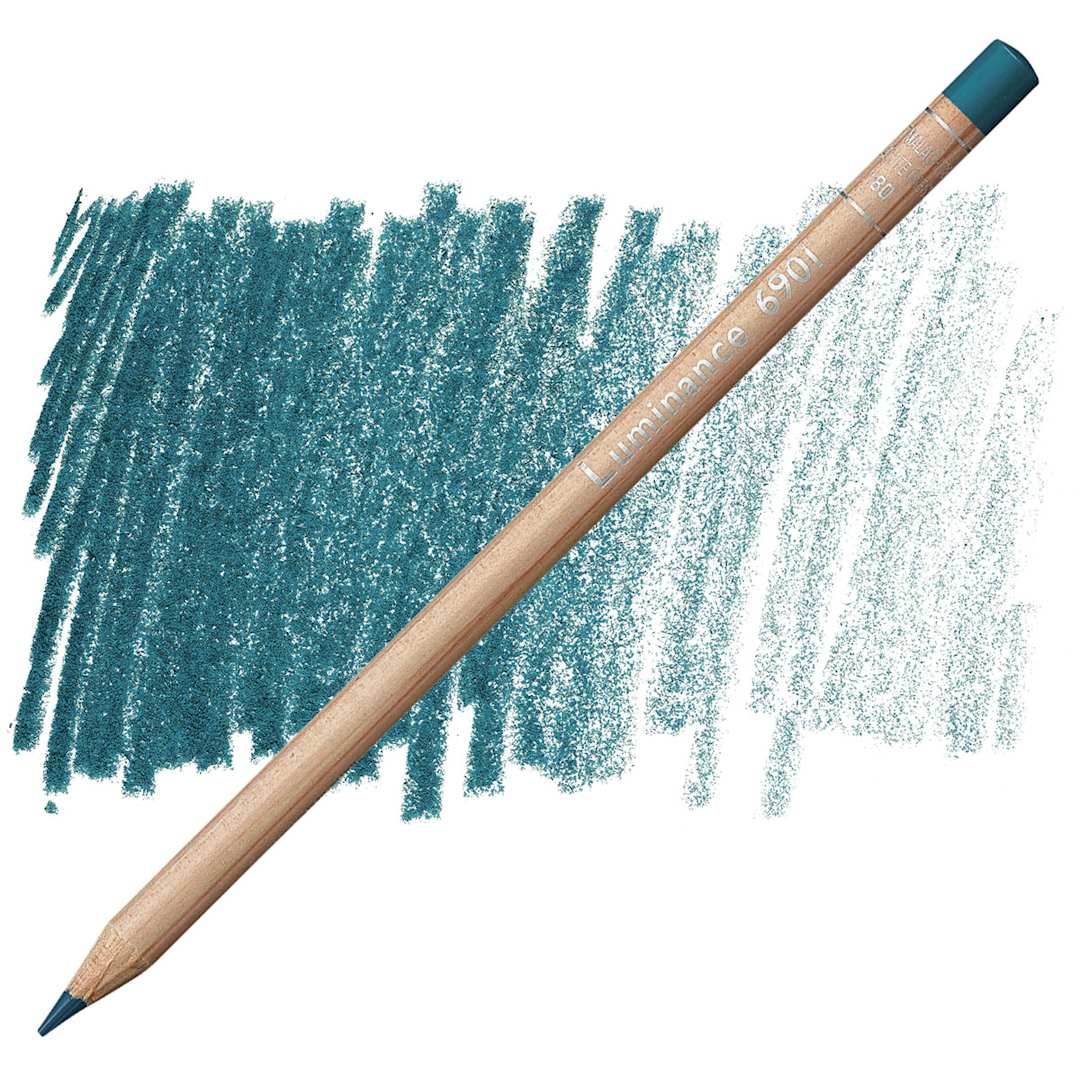 Open in modal - Caran d'Ache Luminance Colored Pencil - Malachite Green pencil and swatch