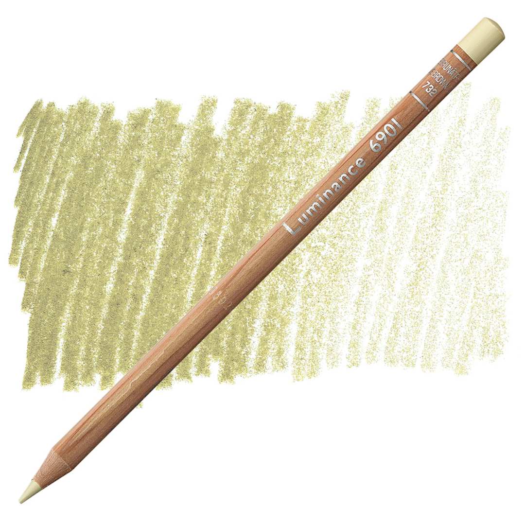 Open in modal - Caran d'Ache Luminance Colored Pencil - Olive Brown 10% pencil and swatch