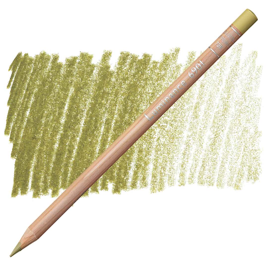 Open in modal - Caran d'Ache Luminance Colored Pencil - Olive Brown 50% pencil and swatch