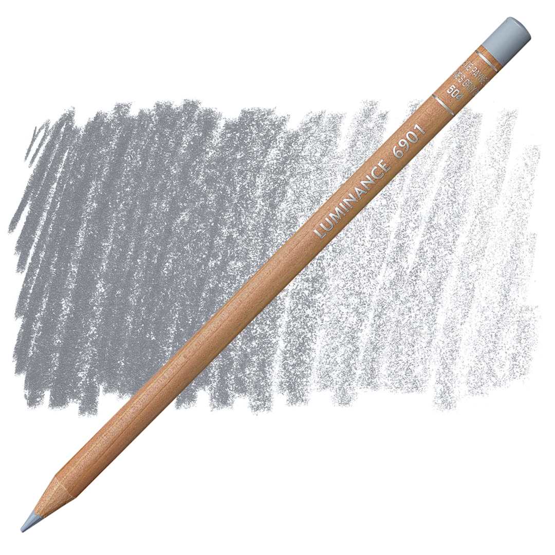 Open in modal - Caran d'Ache Luminance Colored Pencil - Payne's Gray 30% pencil and swatch