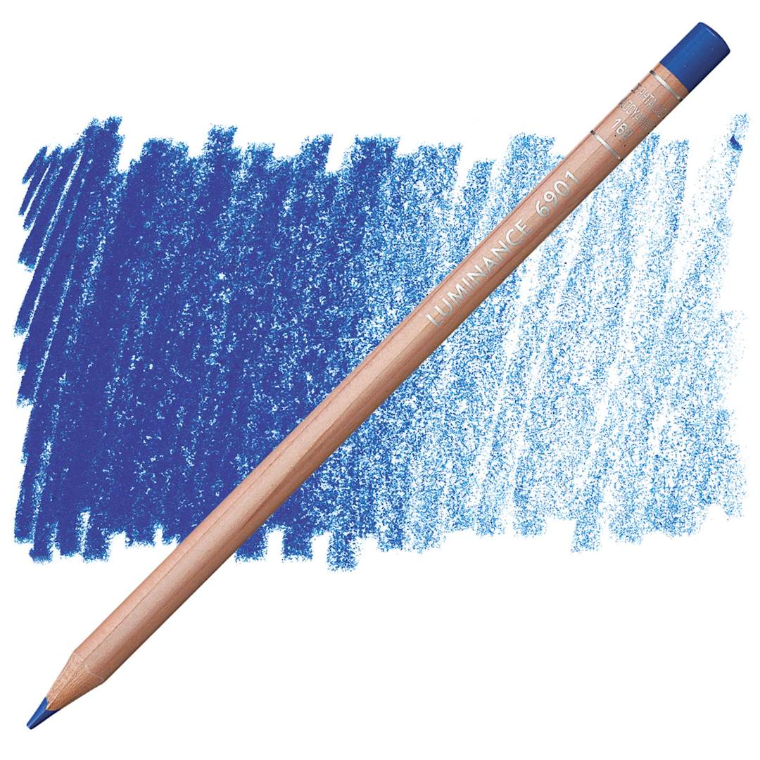 Open in modal - Caran d'Ache Luminance Colored Pencil - Phthalo Blue pencil and swatch