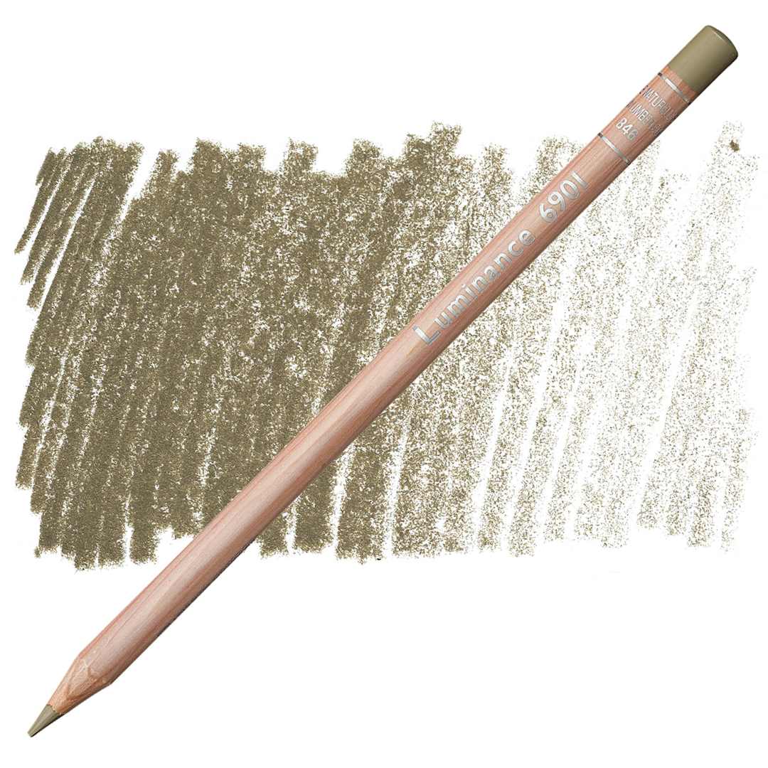 Open in modal - Caran d'Ache Luminance Colored Pencil - Raw Umber 50% pencil and swatch