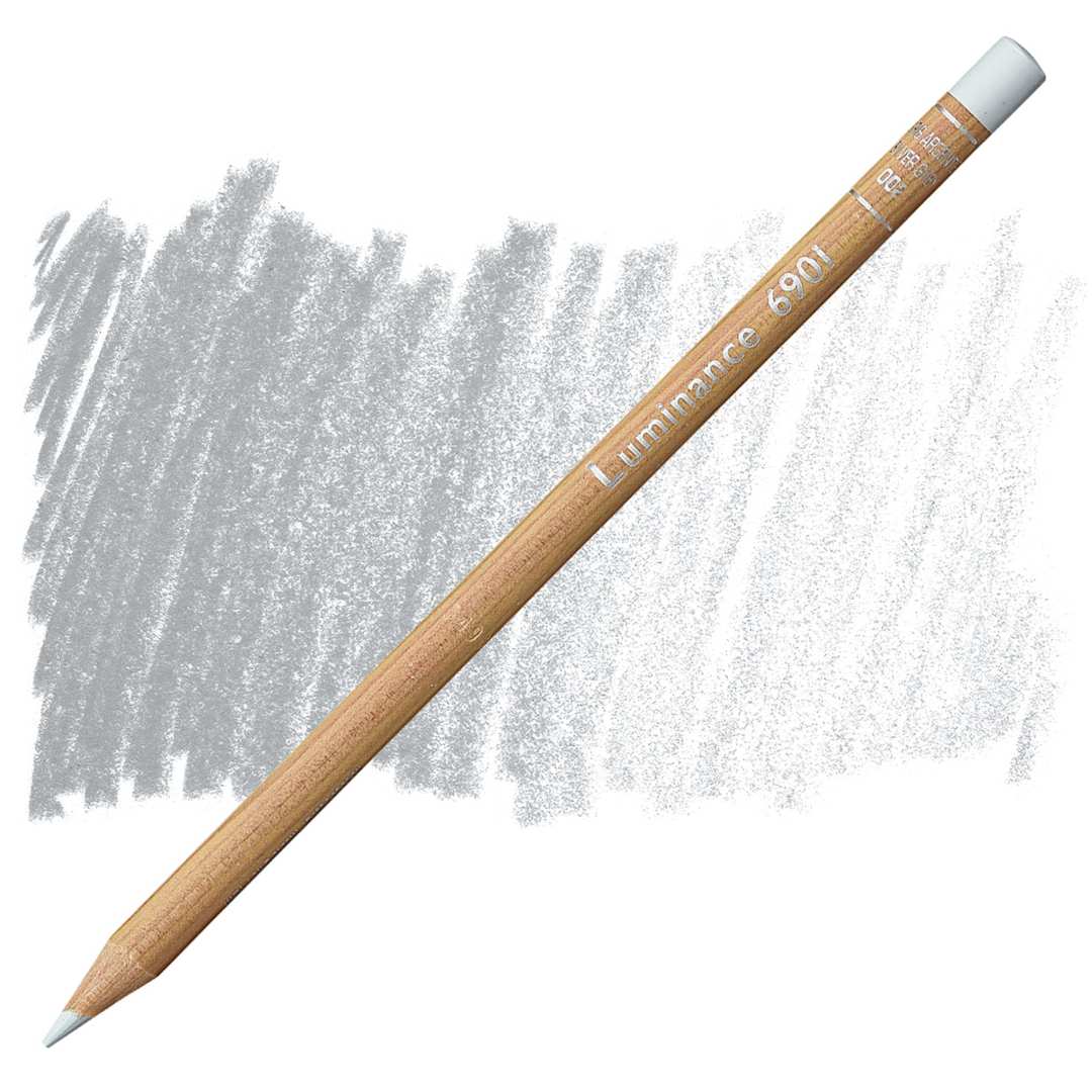 Open in modal - Caran d'Ache Luminance Colored Pencil - Silver Gray pencil and swatch