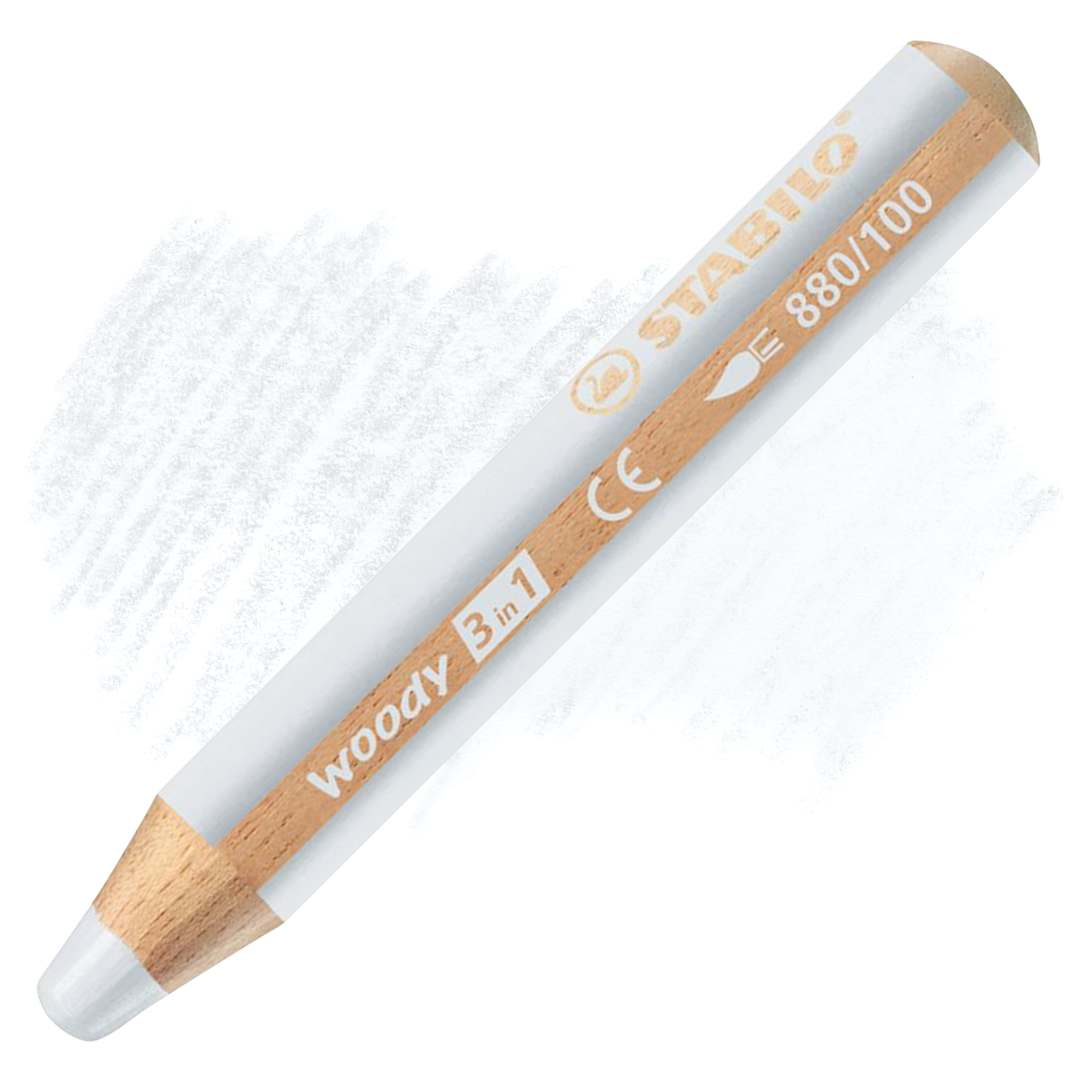 Open in modal - Stabilo Woody 3 in 1 Pencil - White pencil and swatch