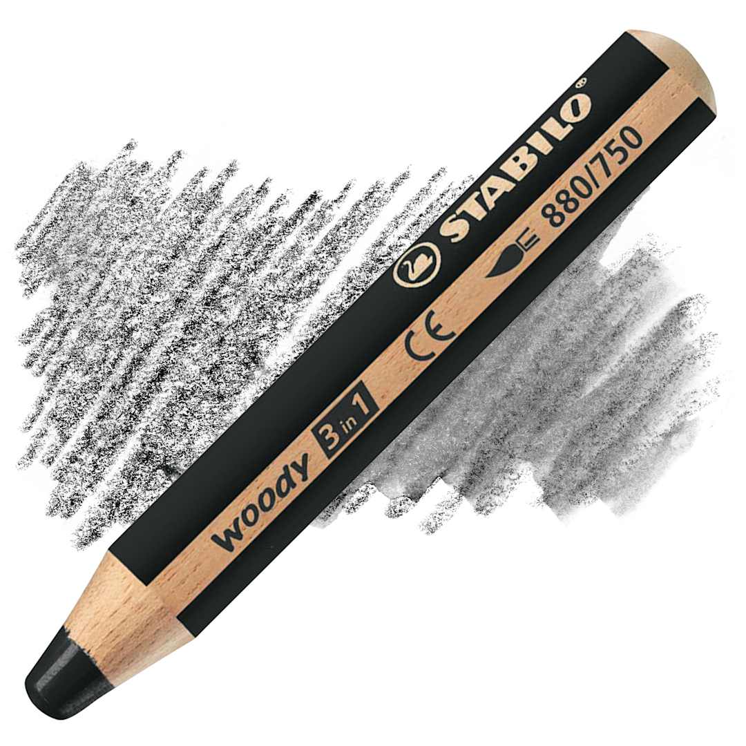 Open in modal - Stabilo Woody 3 in 1 Pencil - Black pencil and swatch