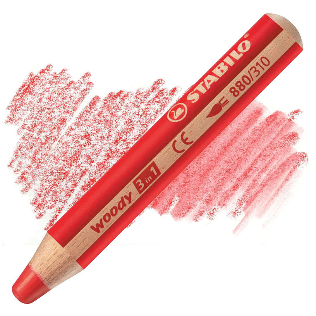 Open in modal - Stabilo Woody 3 in 1 Pencil - Red pencil and swatch