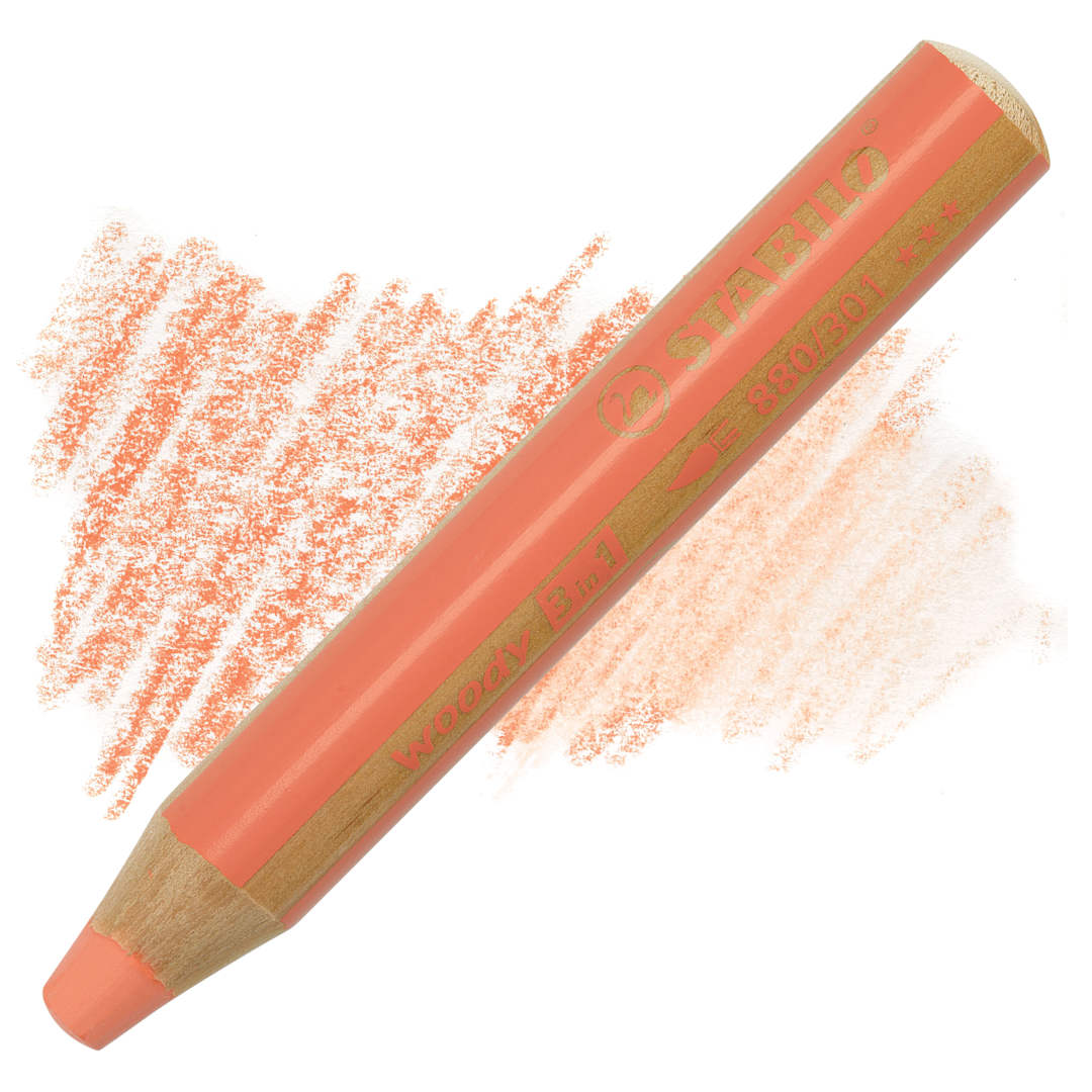 Open in modal - Stabilo Woody 3 in 1 Pencil - Pastel Red pencil and swatch