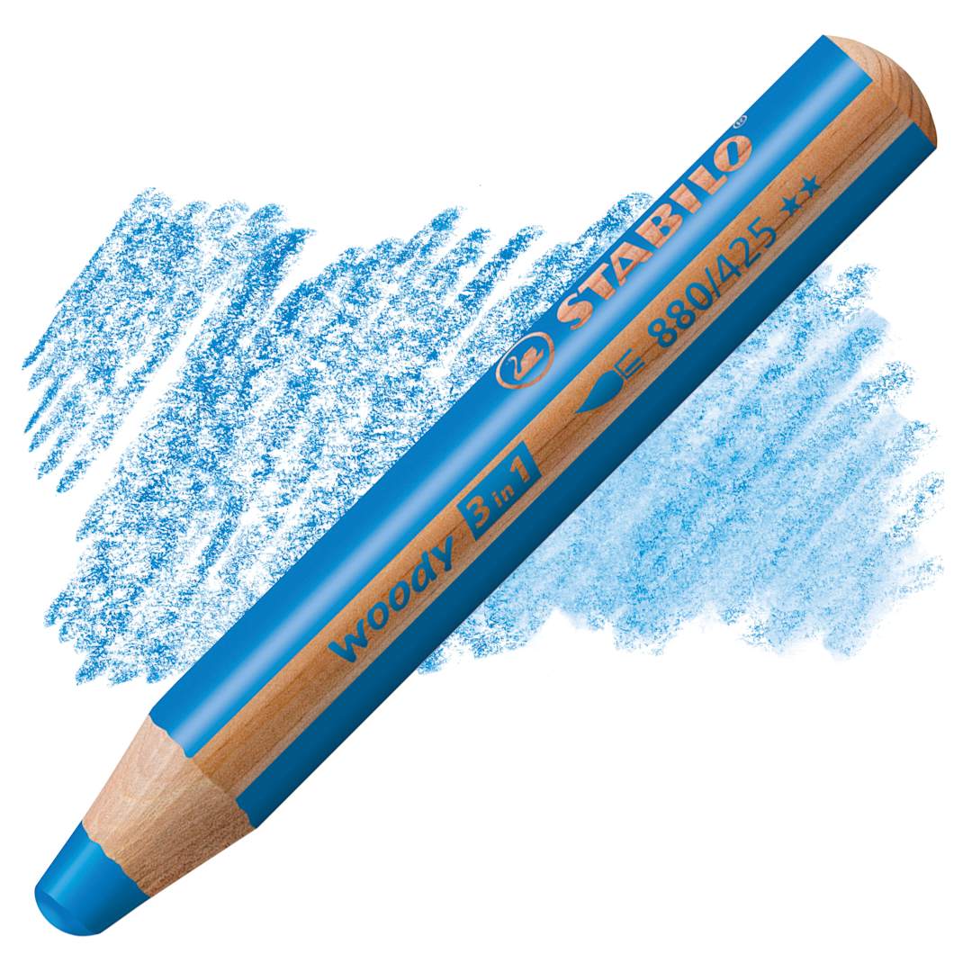Open in modal - Stabilo Woody 3 in 1 Pencil - Blue pencil and swatch