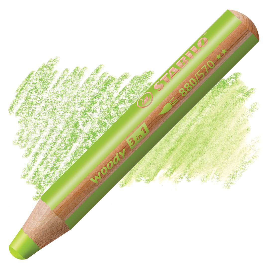 Open in modal - Stabilo Woody 3 in 1 Pencil - Leaf Green pencil and swatch