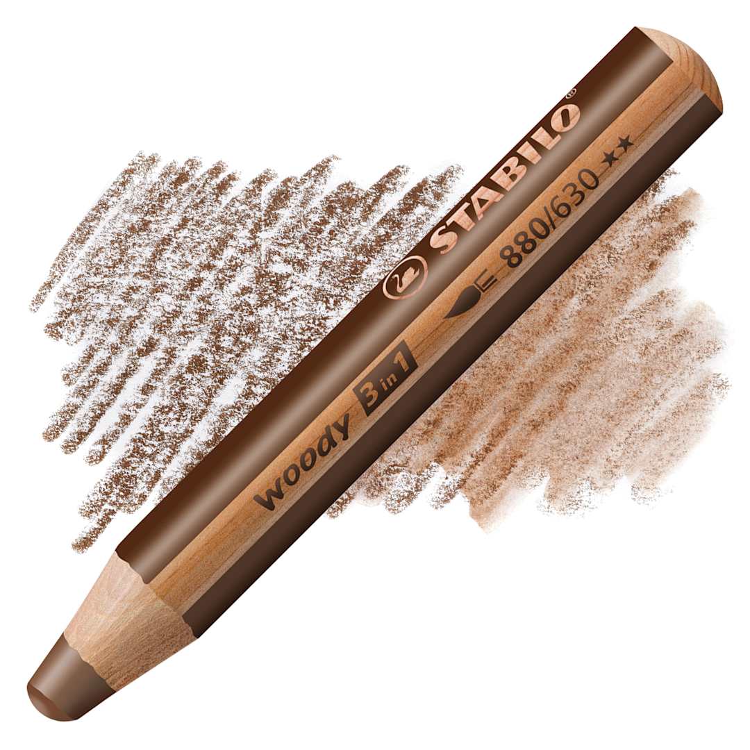 Open in modal - Stabilo Woody 3 in 1 Pencil - Brown pencil and swatch