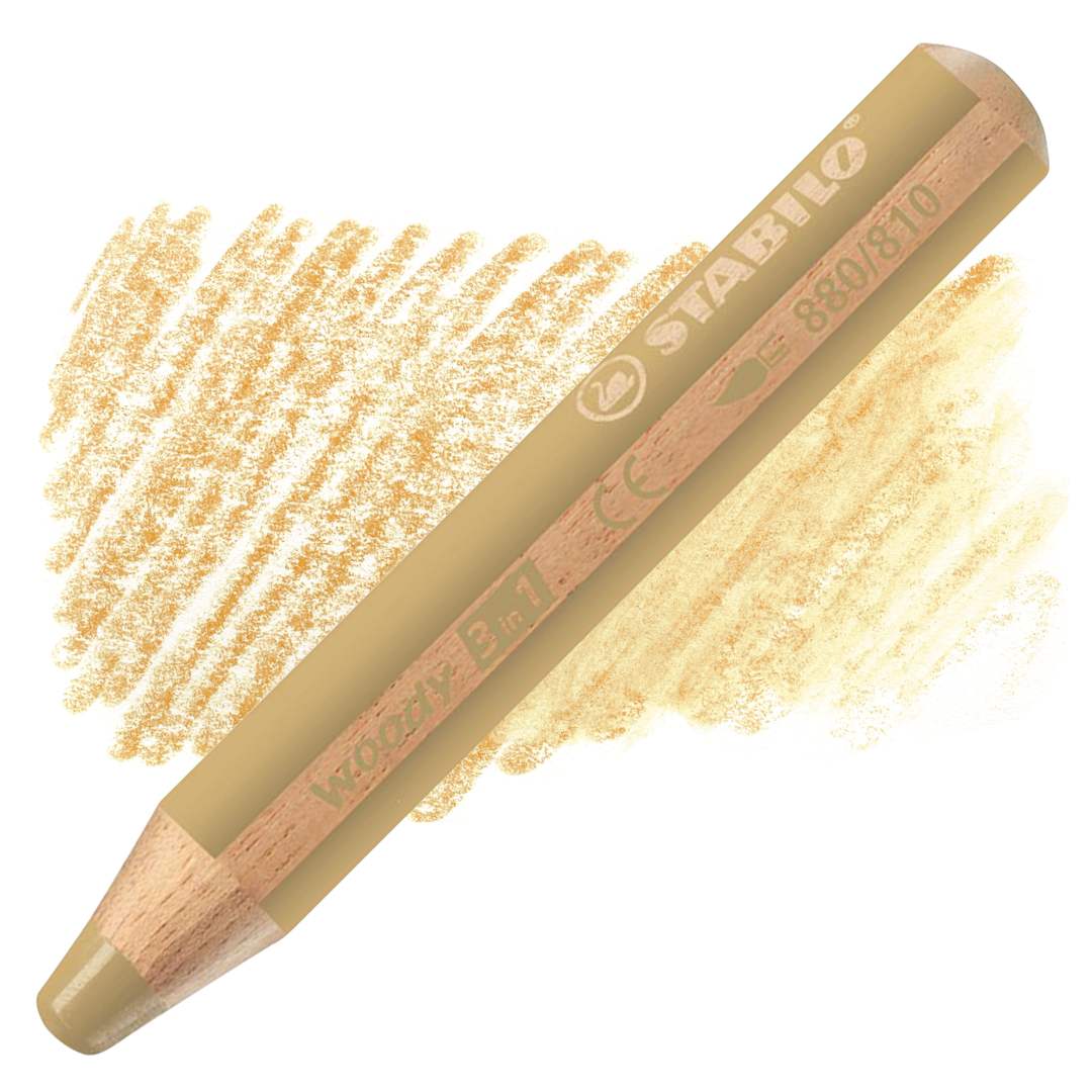 Open in modal - Stabilo Woody 3 in 1 Pencil - Gold pencil and swatch