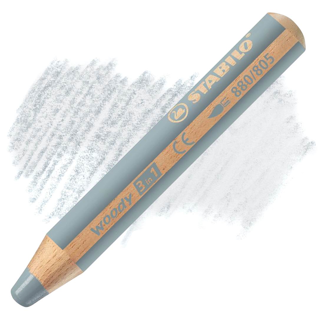 Open in modal - Stabilo Woody 3 in 1 Pencil - Silver pencil and swatch