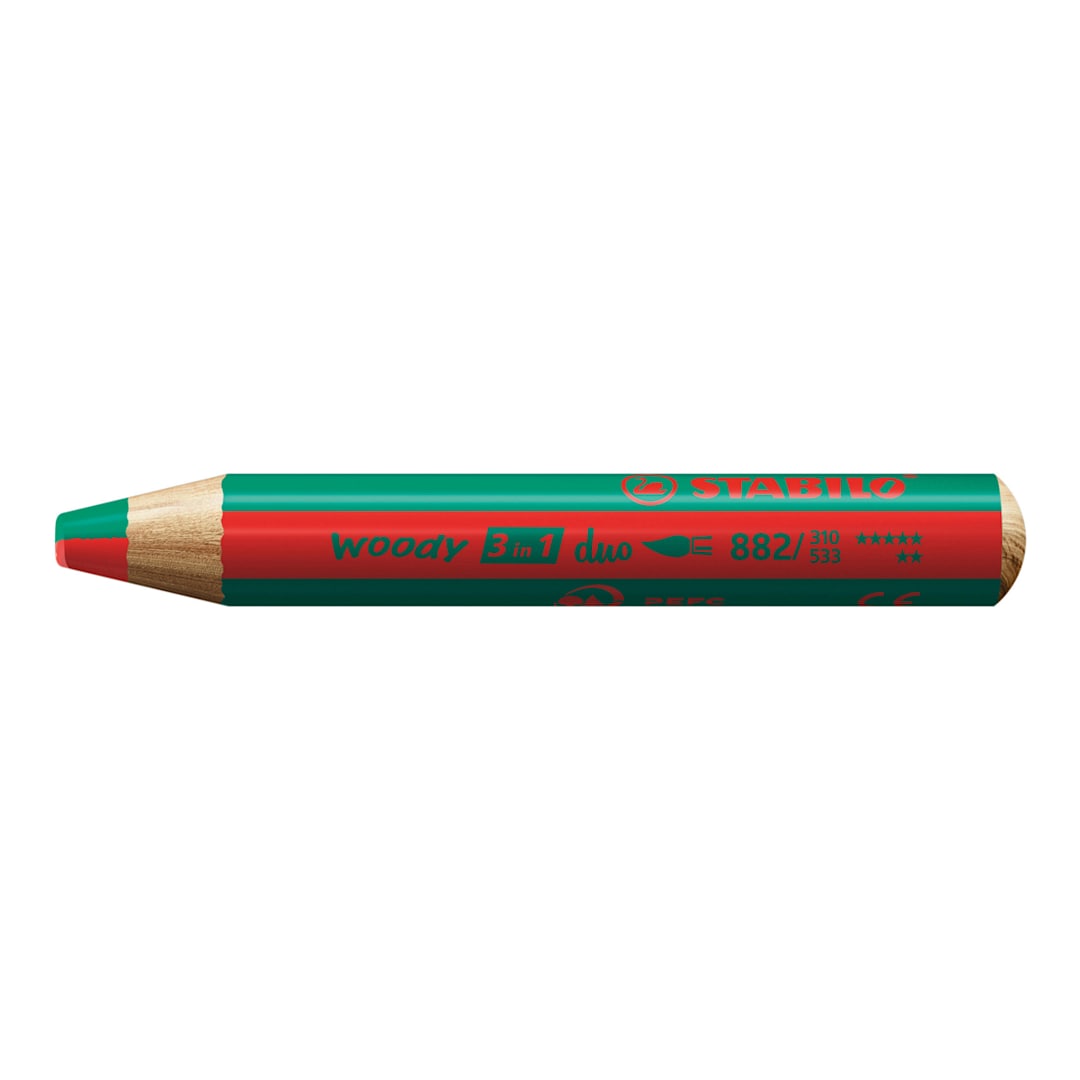 Open in modal - Stabilo Woody 3 in 1 Duo Pencil - Red and Dark Green