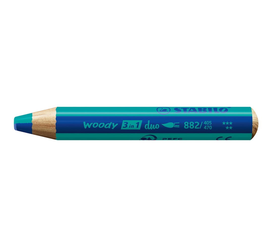 Open in modal - Stabilo Woody 3 in 1 Duo Pencil - Ultramarine Blue and Turquoise