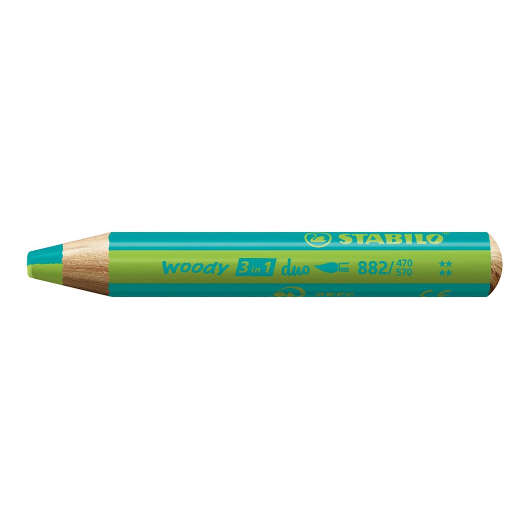 Open in modal - Stabilo Woody 3 in 1 Duo Pencil - Turquoise and Light Green