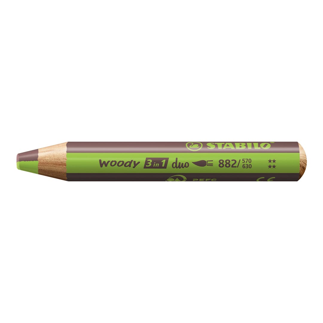 Open in modal - Stabilo Woody 3 in 1 Duo Pencil - Light Green and Brown