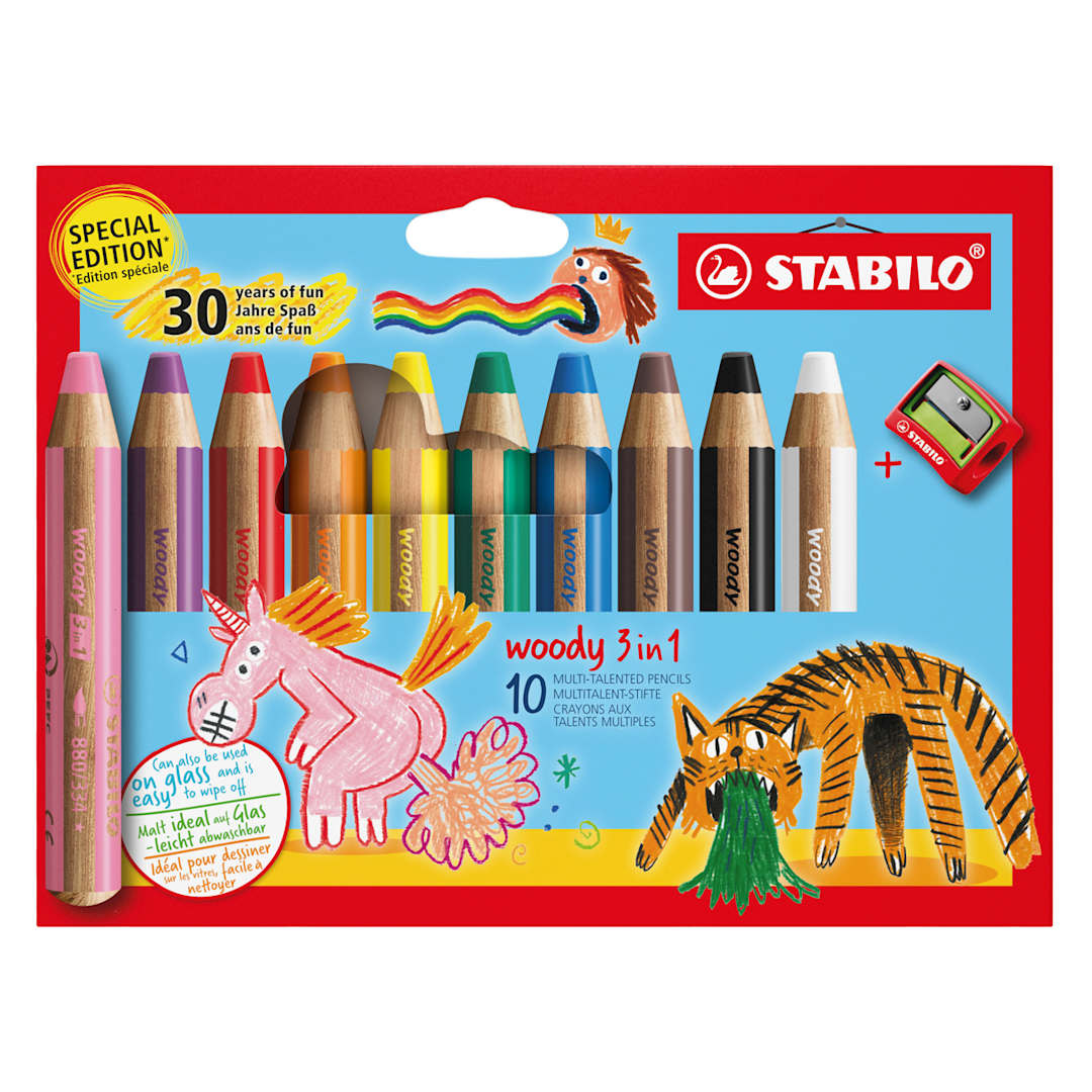 Open in modal - Stabilo Woody 3 in 1 Pencils - Set of 10 with Sharpener, Special Edition Colors