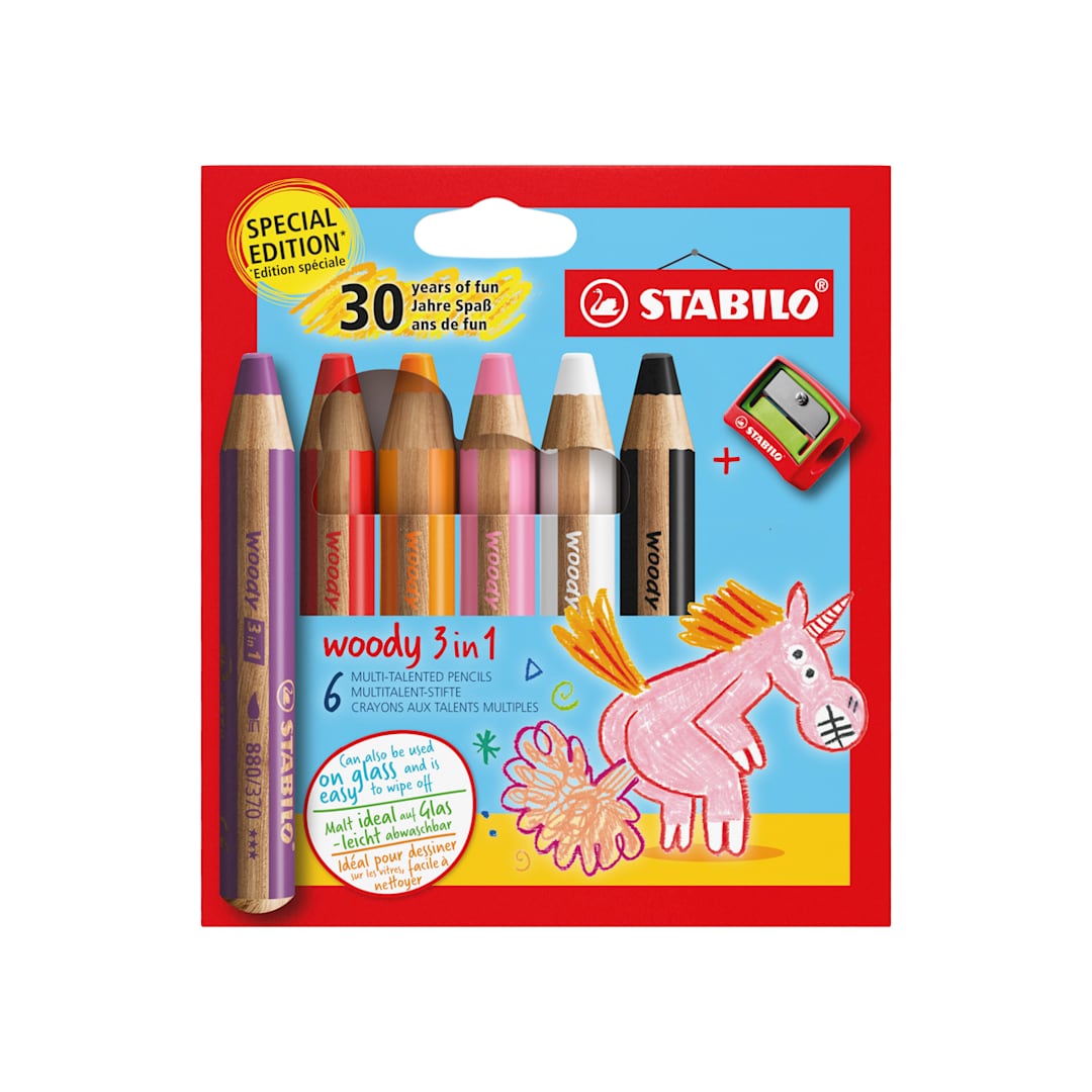 Open in modal - Stabilo Woody 3 in 1 Pencils - Set of 6, Unicorn Colors