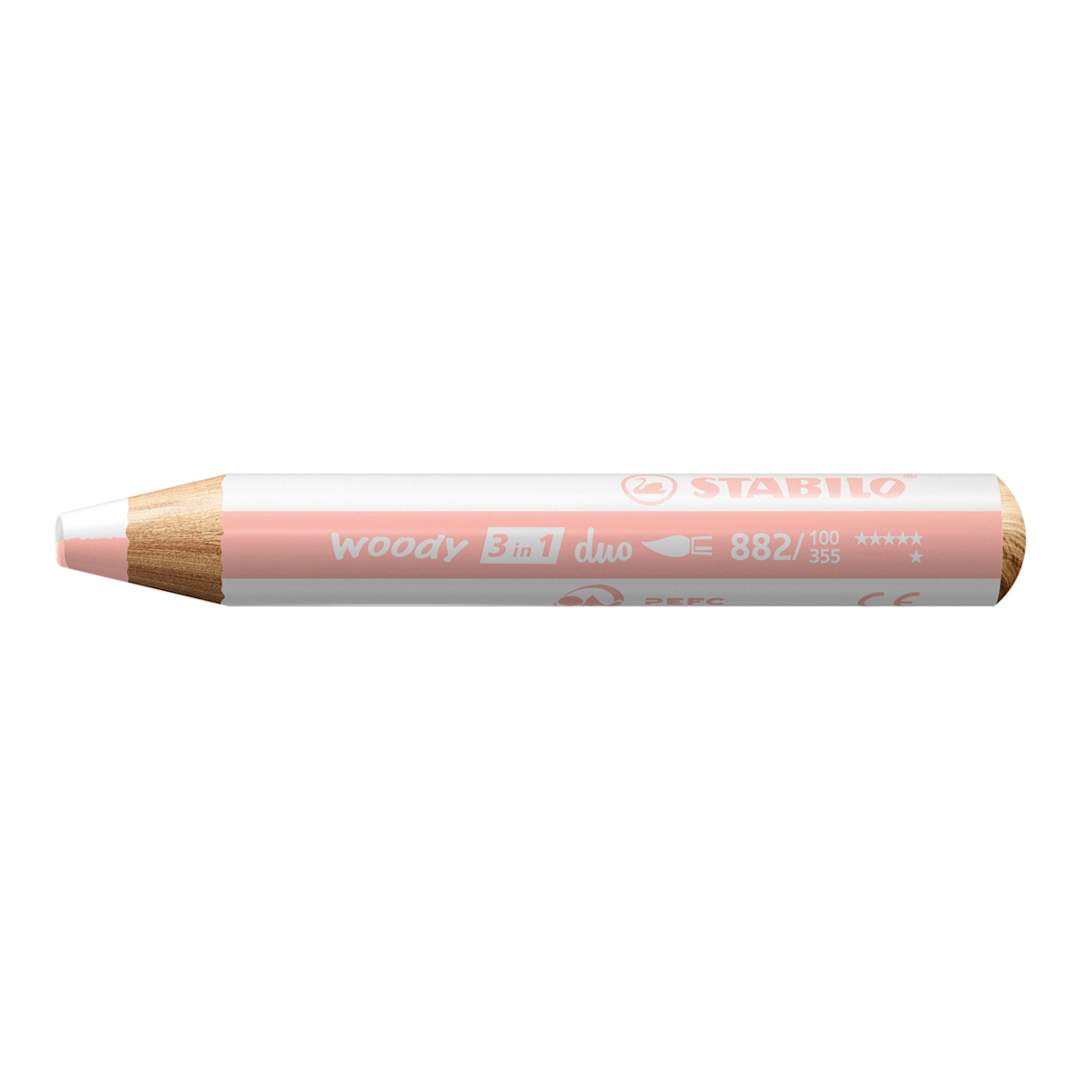 Open in modal - Stabilo Woody 3 in 1 Duo Pencil - White and Apricot
