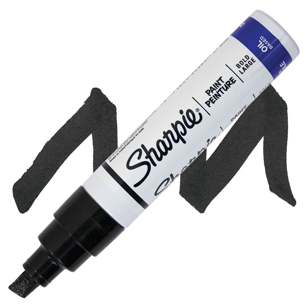Open in modal - Sharpie Oil-Based Paint Marker - Black, Bold Point, swatch and marker