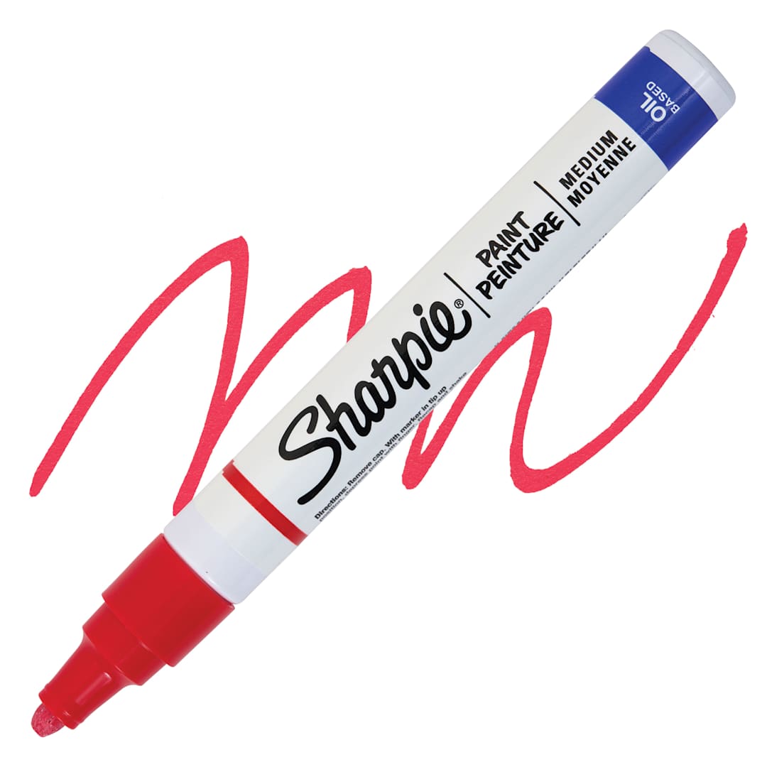 Open in modal - Sharpie Oil-Based Paint Marker - Red, Medium Point, swatch and marker