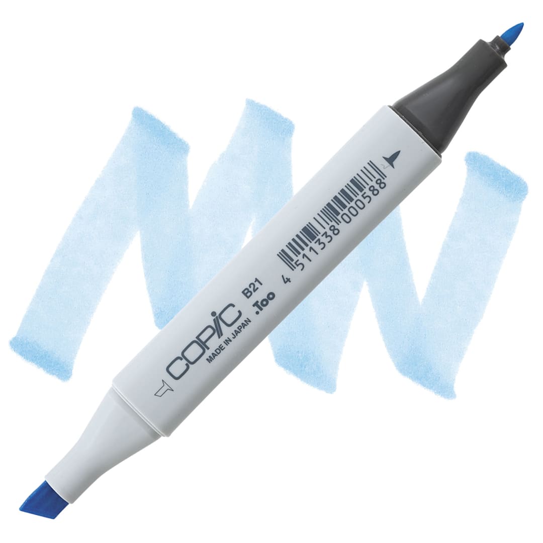 Open in modal - Copic Classic Marker - Baby Blue B21 marker and swatch