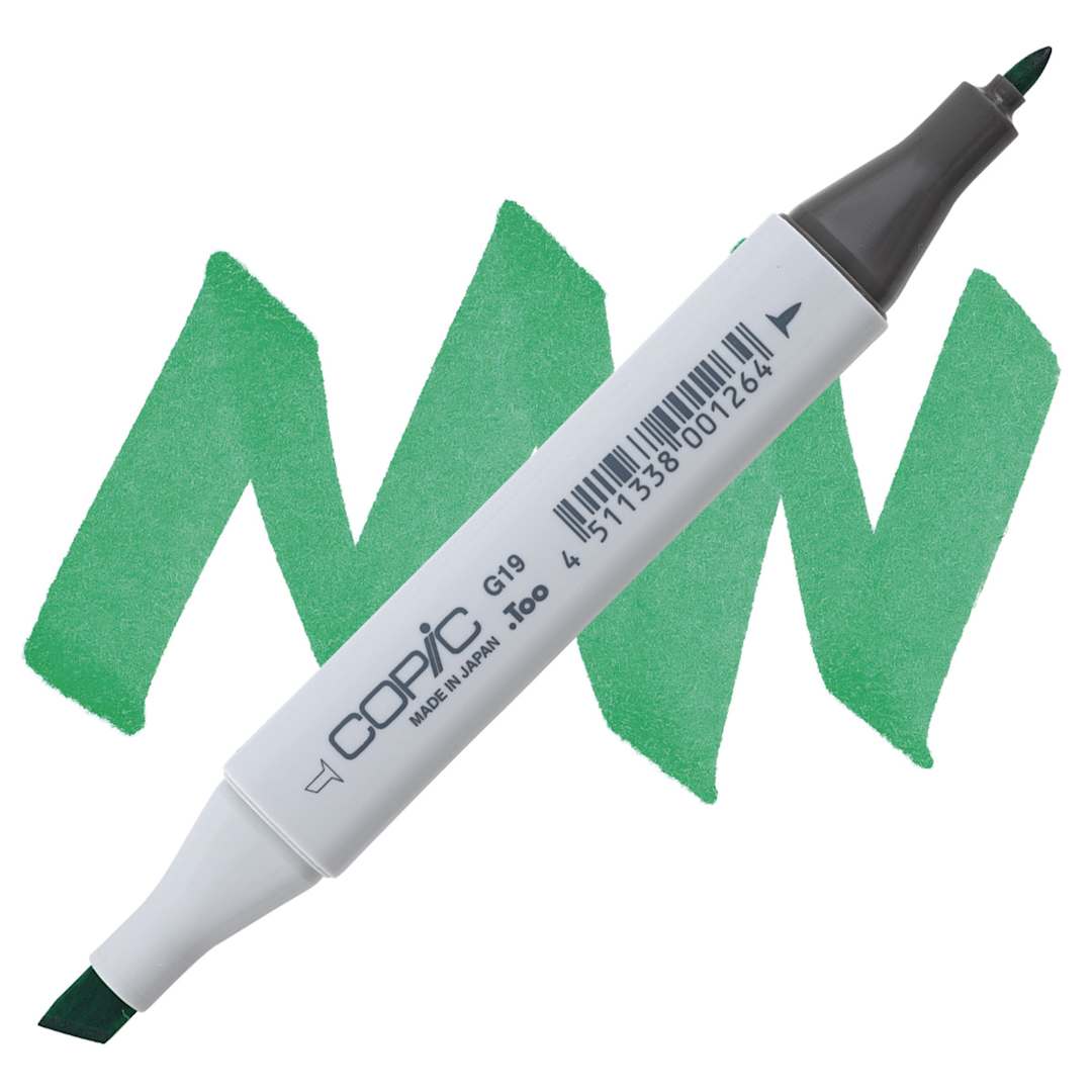 Open in modal - Copic Classic Marker - Bright Parrot Green G19 marker and swatch