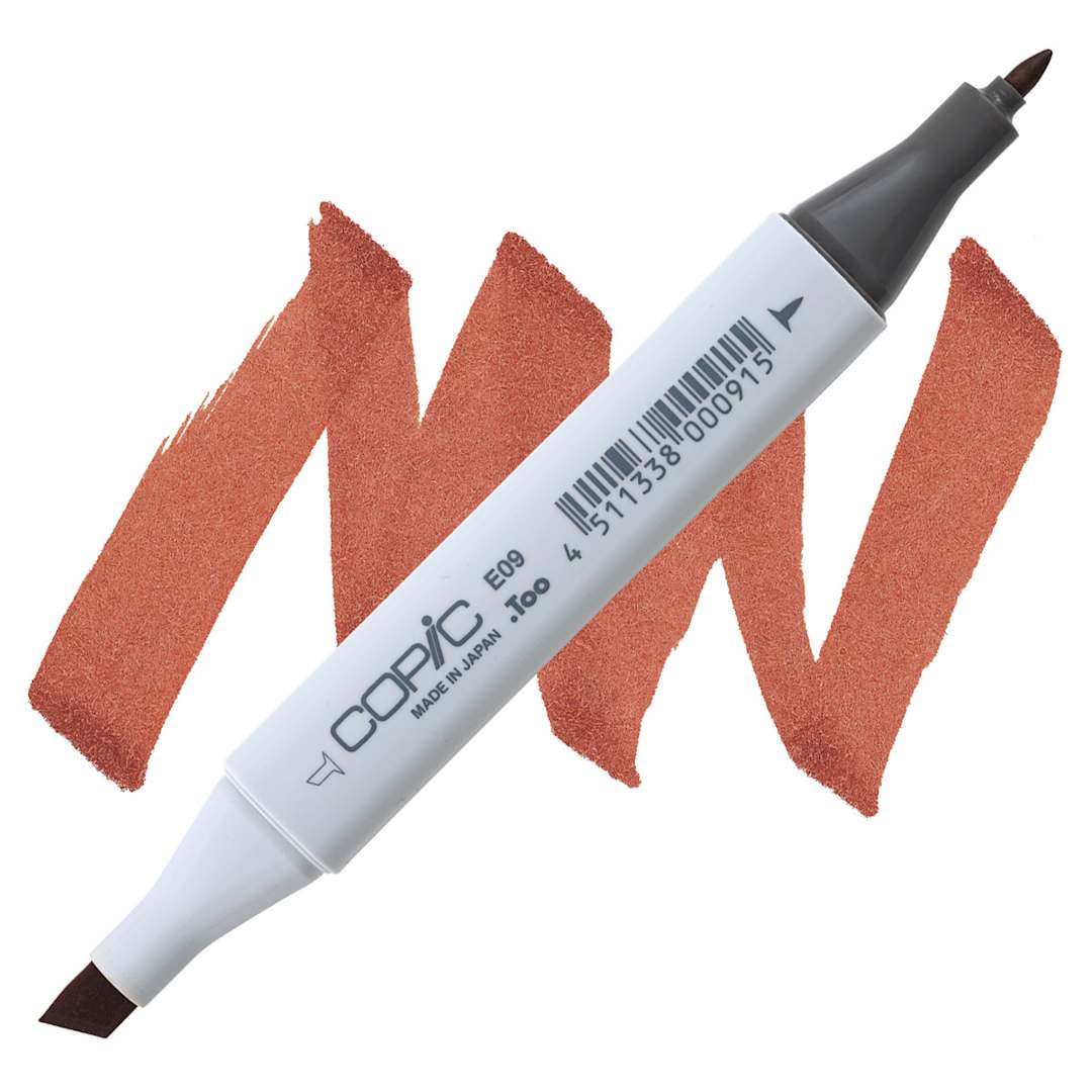 Open in modal - Copic Classic Marker - Burnt Sienna E09 marker and swatch