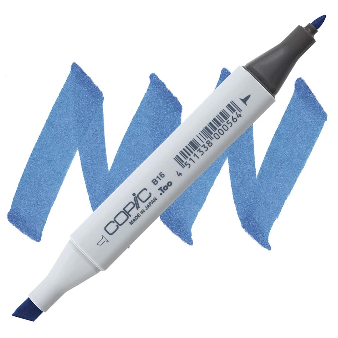 Open in modal - Copic Classic Marker - Cyan Blue B16 marker and swatch
