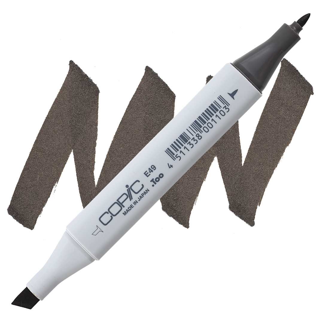 Open in modal - Copic Classic Marker - Dark Bark E49 marker and swatch