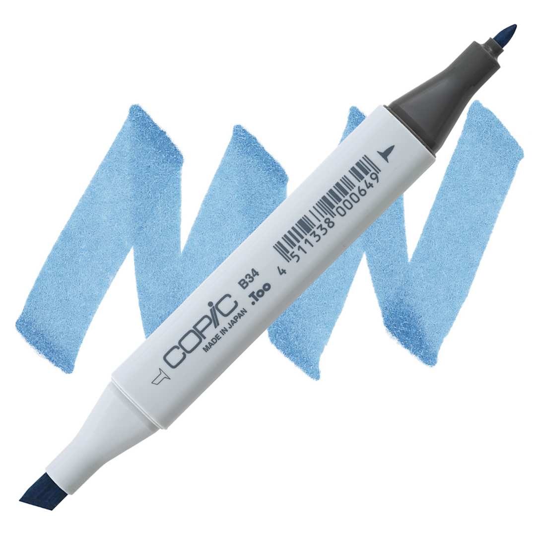 Open in modal - Copic Classic Marker - Manganese Blue B34 marker and swatch