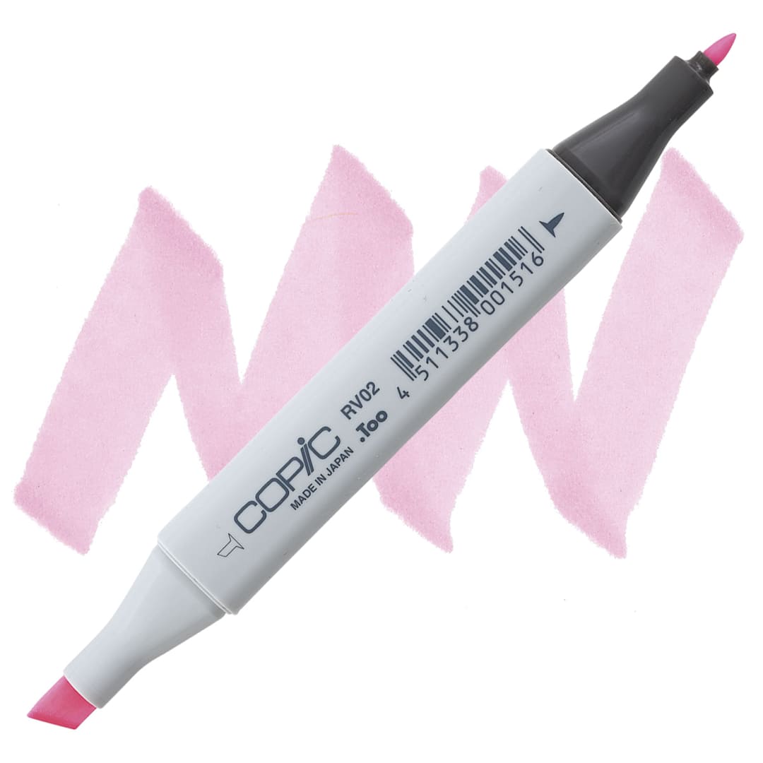 Open in modal - Copic Classic Marker - Sugar Almond Pink RV02 marker and swatch