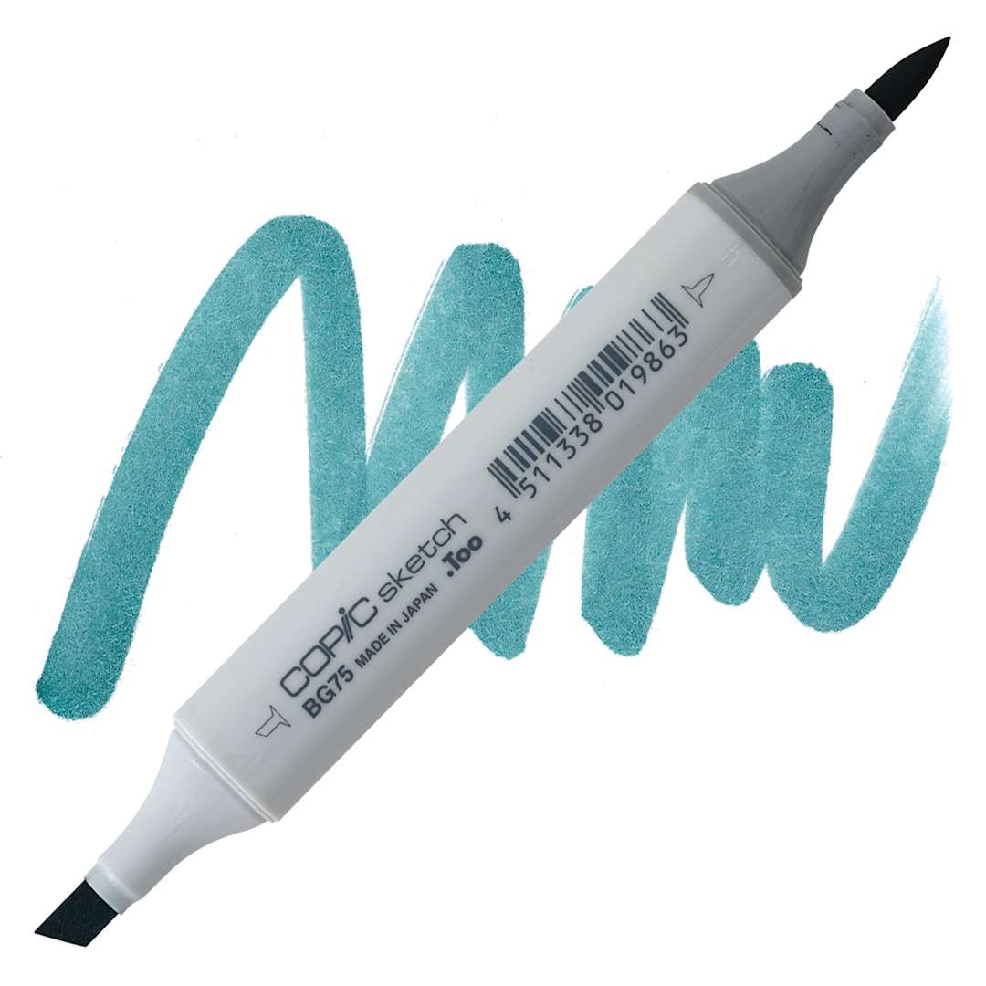 Open in modal - Copic Sketch Marker - Abyss Green BG75 marker and swatch