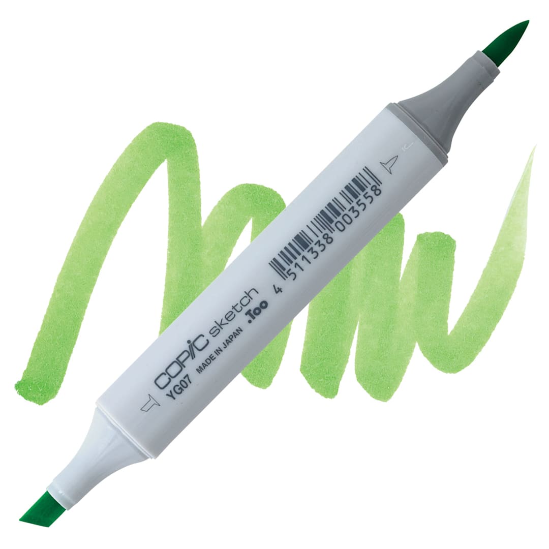 Open in modal - Copic Sketch Marker - Acid Green YG07 marker and swatch