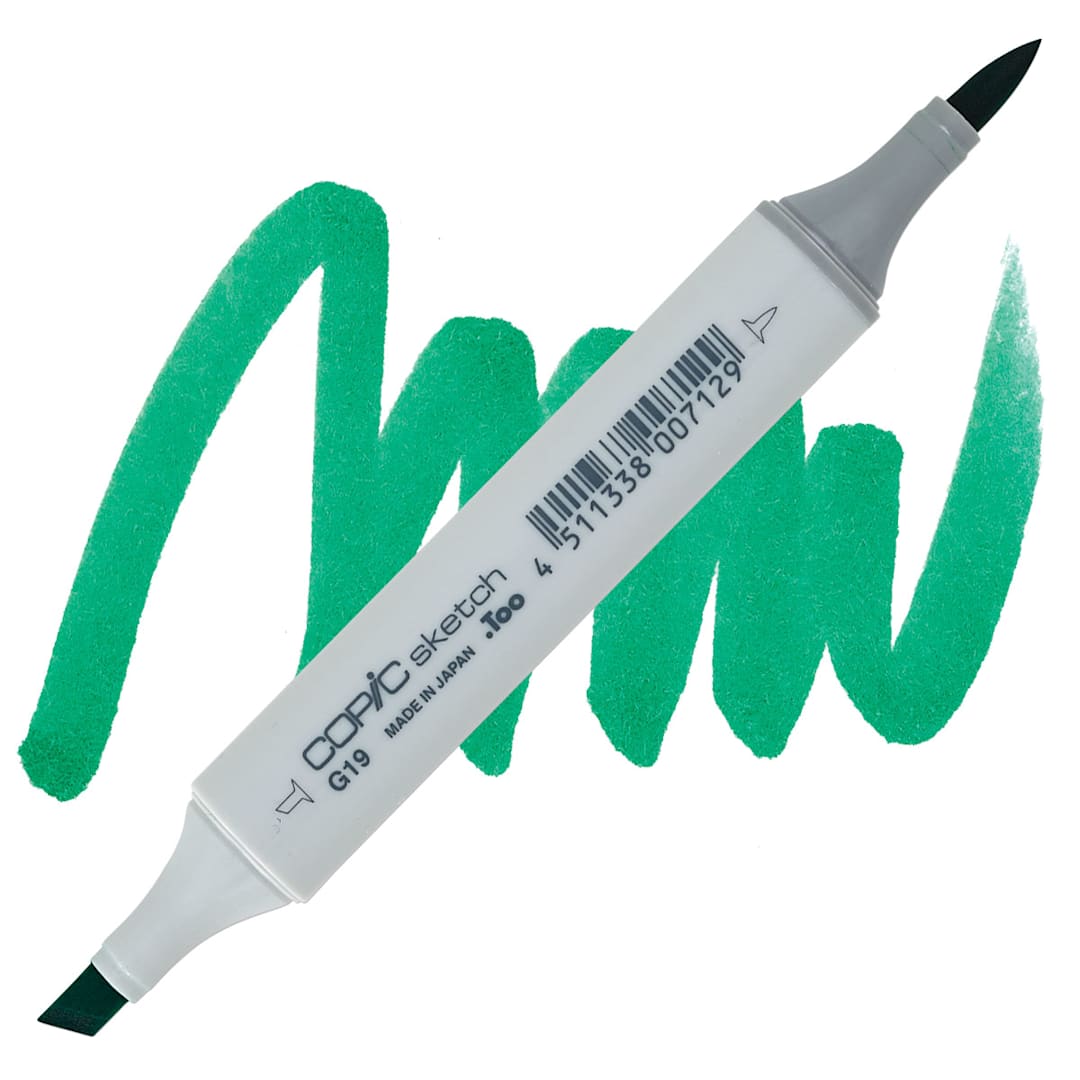 Open in modal - Copic Sketch Marker - Bright Parrot Green G19 marker and swatch