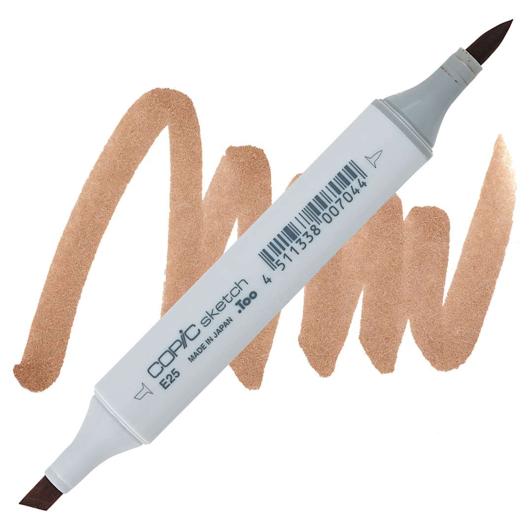 Open in modal - Copic Sketch Marker - Caribe Cocoa E25 marker and swatch