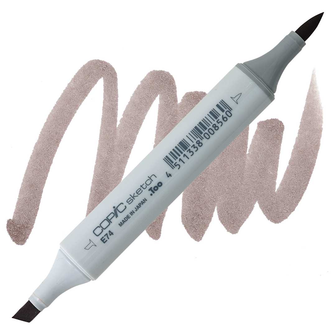 Open in modal - Copic Sketch Marker - Cocoa Brown E74 marker and swatch