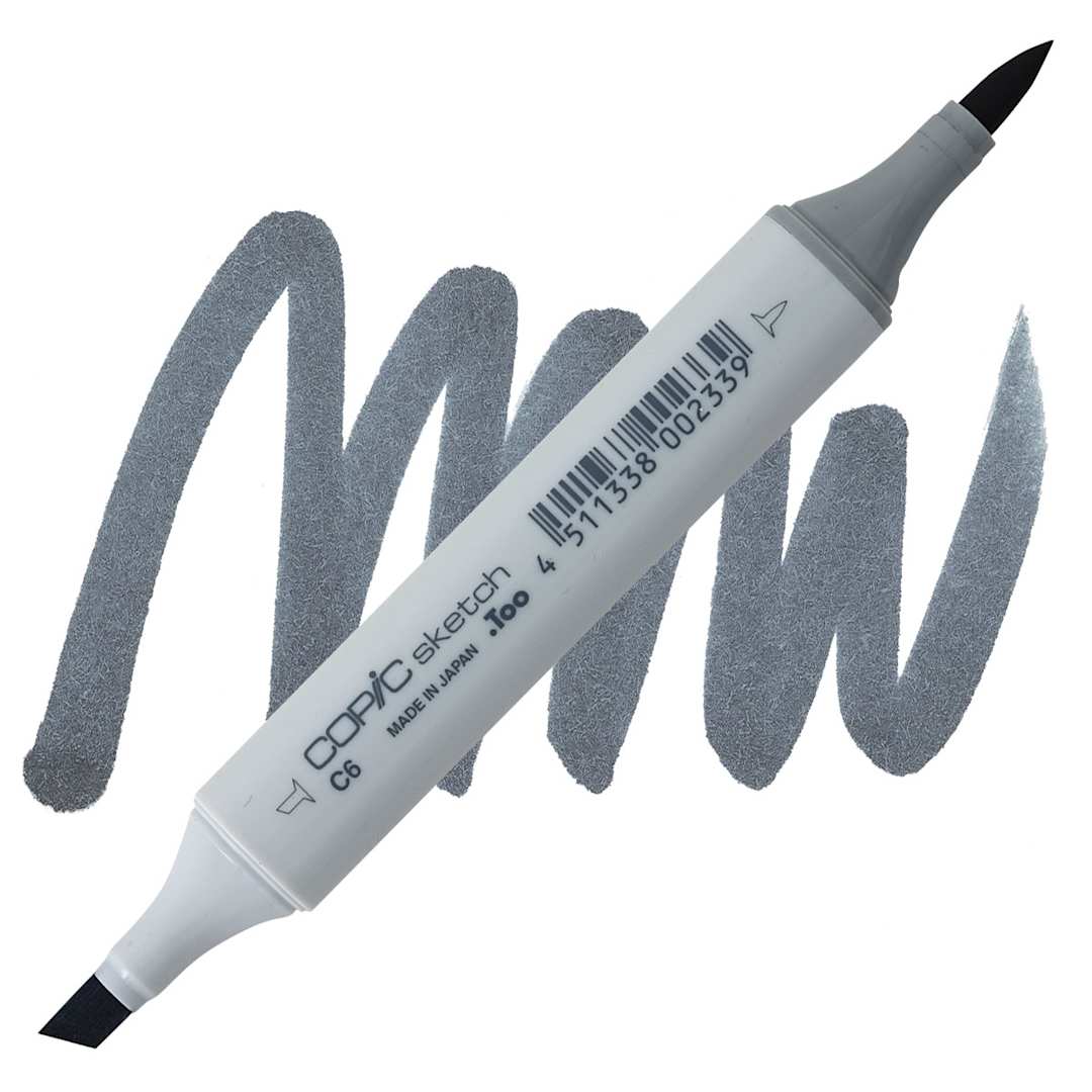 Open in modal - Copic Sketch Marker - Cool Gray C6 marker and swatch