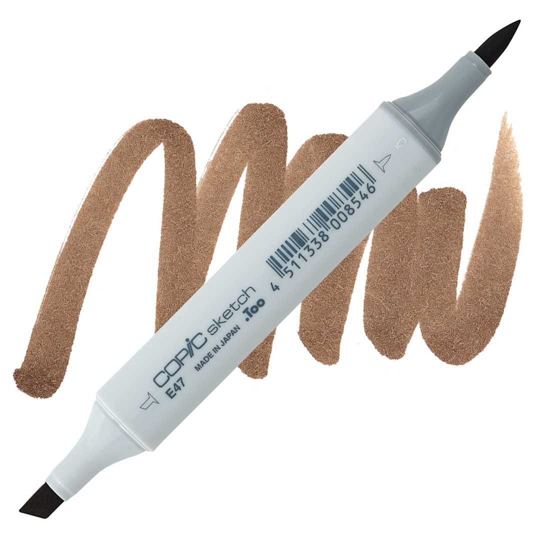 Open in modal - Copic Sketch Marker - Dark Brown E47 marker and swatch