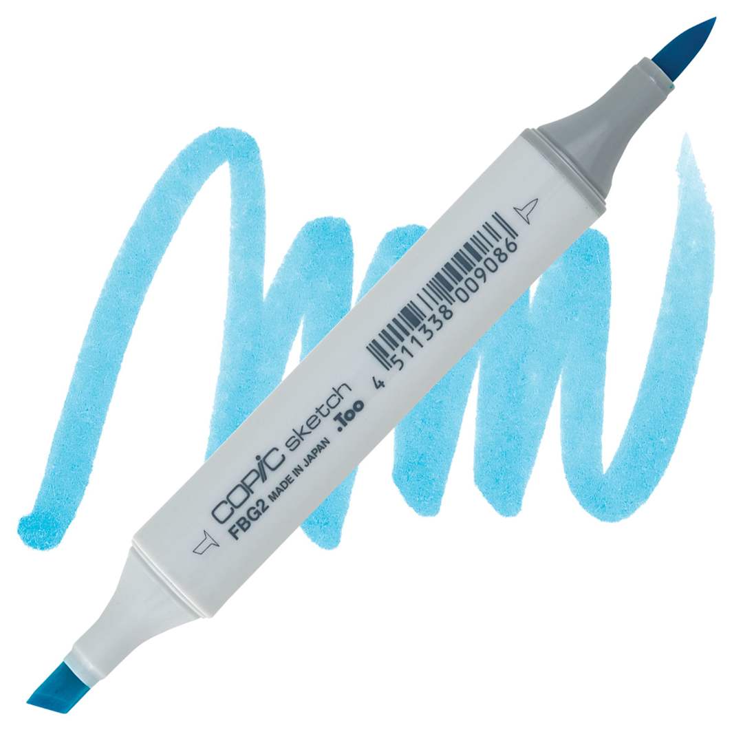 Open in modal - Copic Sketch Marker - Fluorescent Blue Green FBG2 marker and swatch