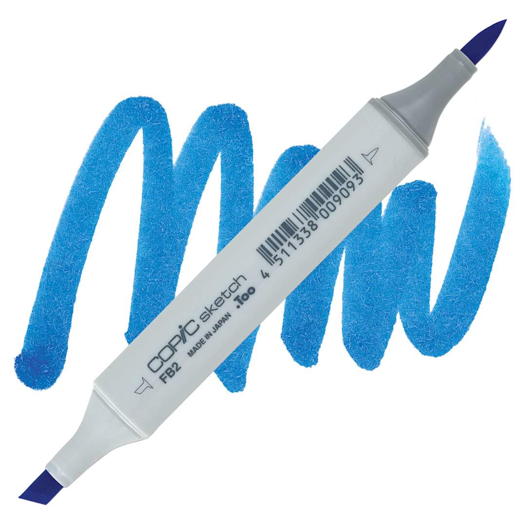 Open in modal - Copic Sketch Marker - Fluorescent Blue FB2 marker and swatch