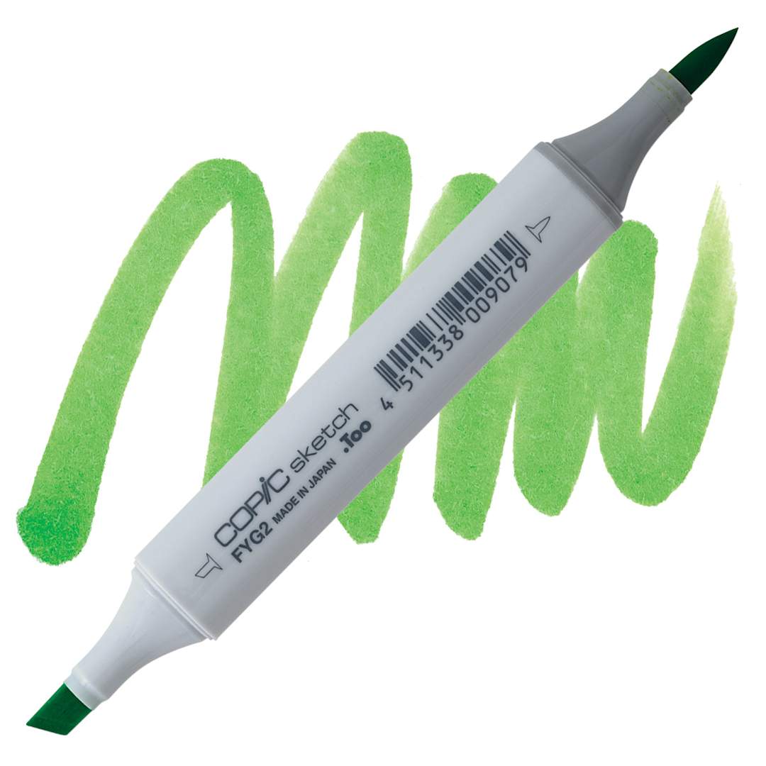 Open in modal - Copic Sketch Marker - Fluorescent Green FYG2 marker and swatch