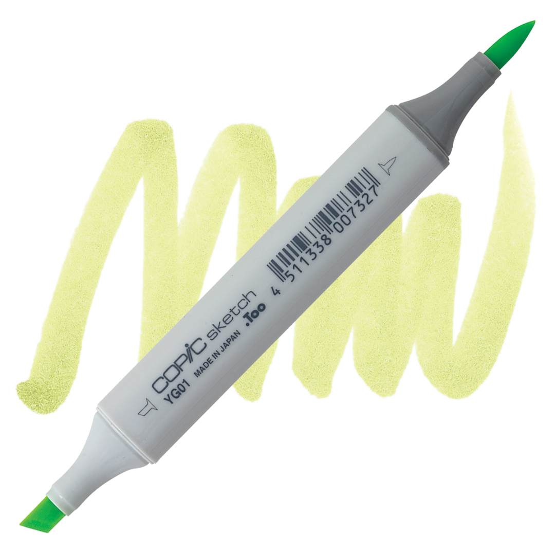 Open in modal - Copic Sketch Marker - Green Bice YG01 marker and swatch