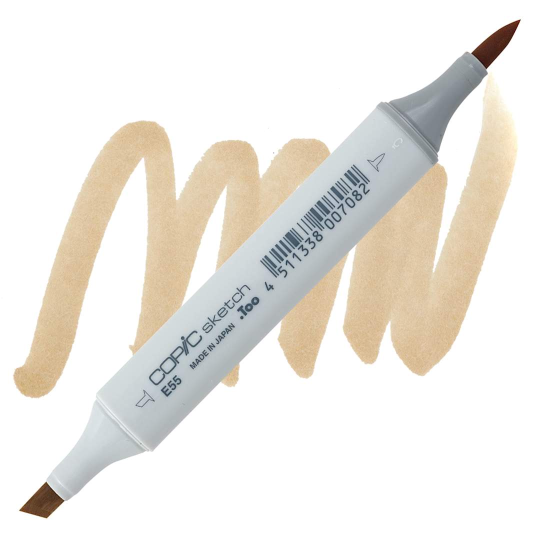 Open in modal - Copic Sketch Marker - Light Camel E55 marker and swatch