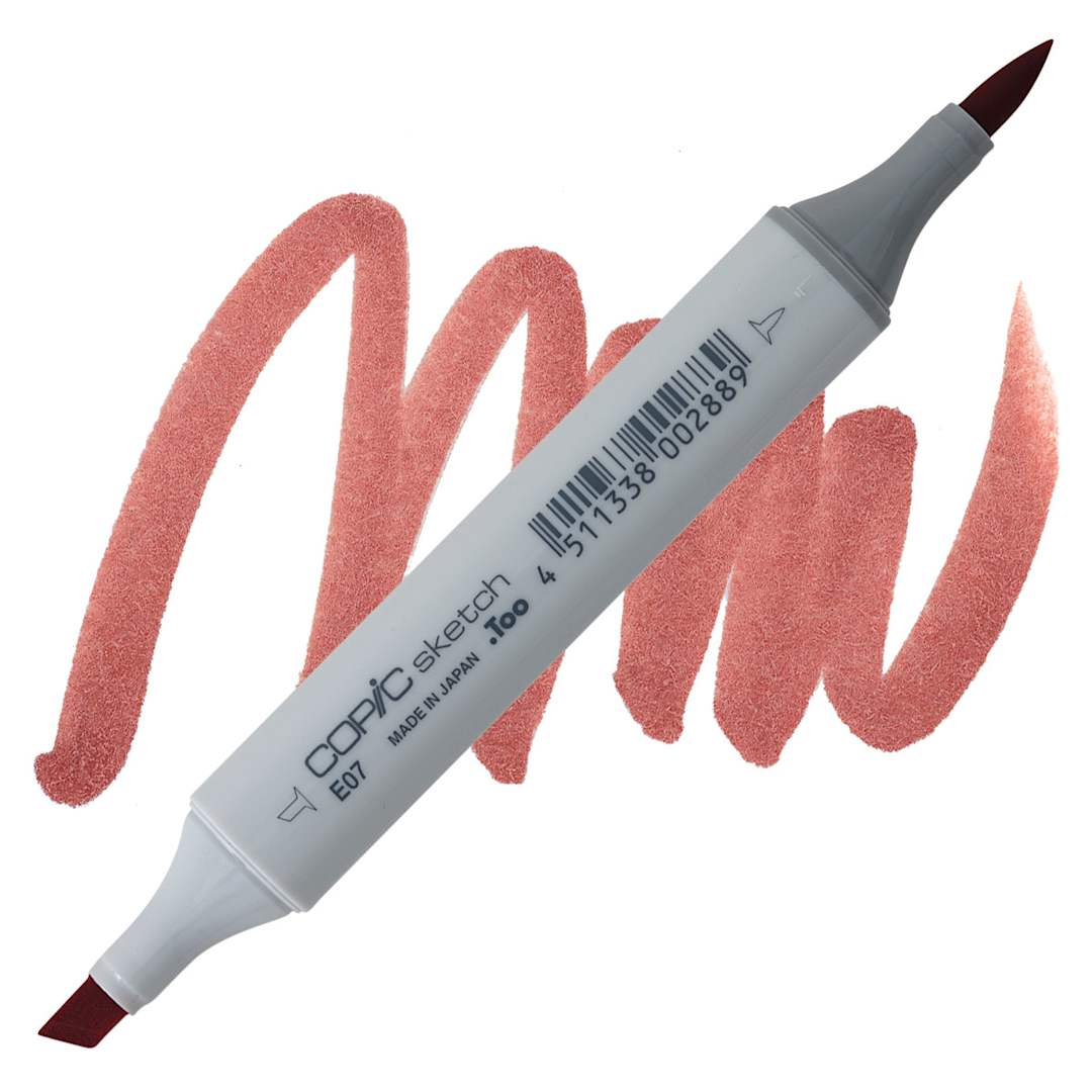 Open in modal - Copic Sketch Marker - Light Mahogany E07 marker and swatch