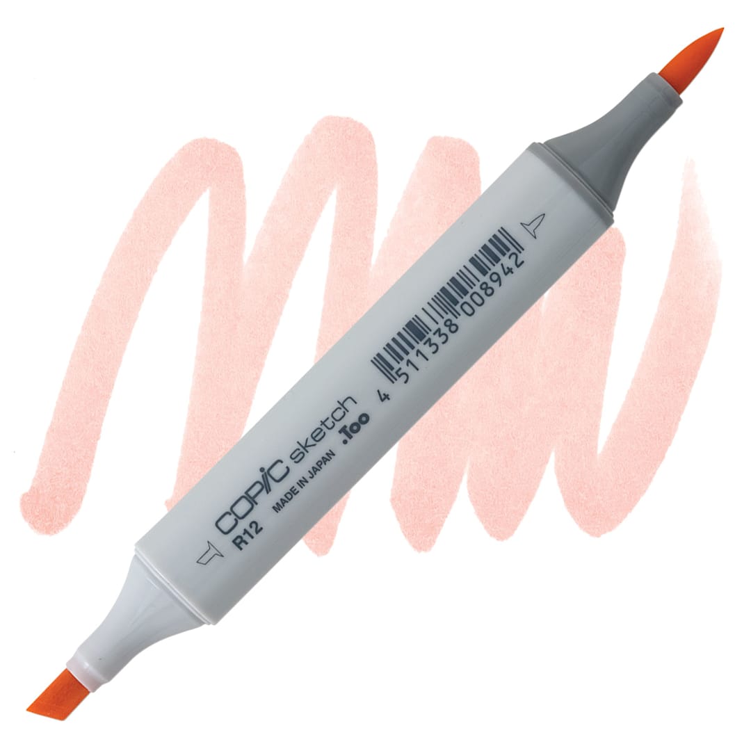 Open in modal - Copic Sketch Marker - Light Tea Rose R12 marker and swatch