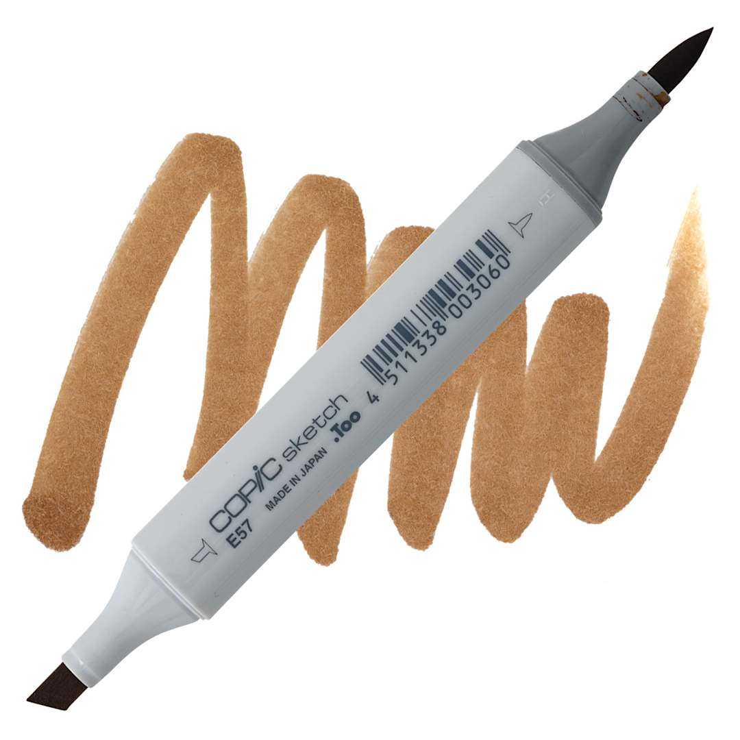 Open in modal - Copic Sketch Marker - Light Walnut E57 marker and swatch