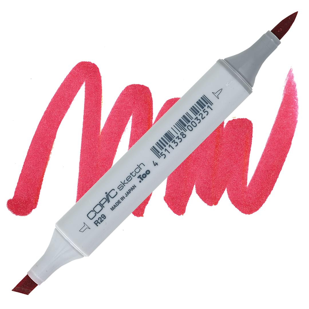 Open in modal - Copic Sketch Marker - Lipstick Red R29 marker and swatch